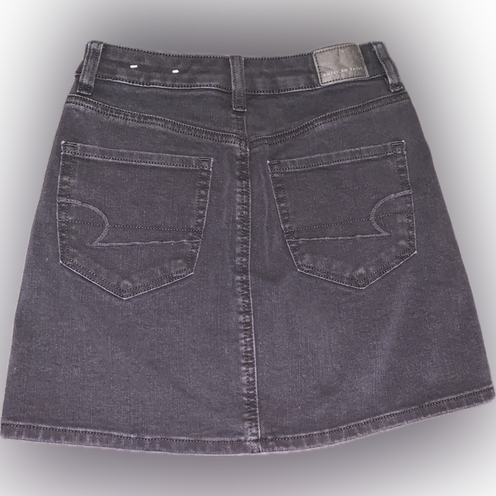 Y2K American Eagle Outfitters Black A-Line Denim Jean Mini Skirt Vintagecore 00